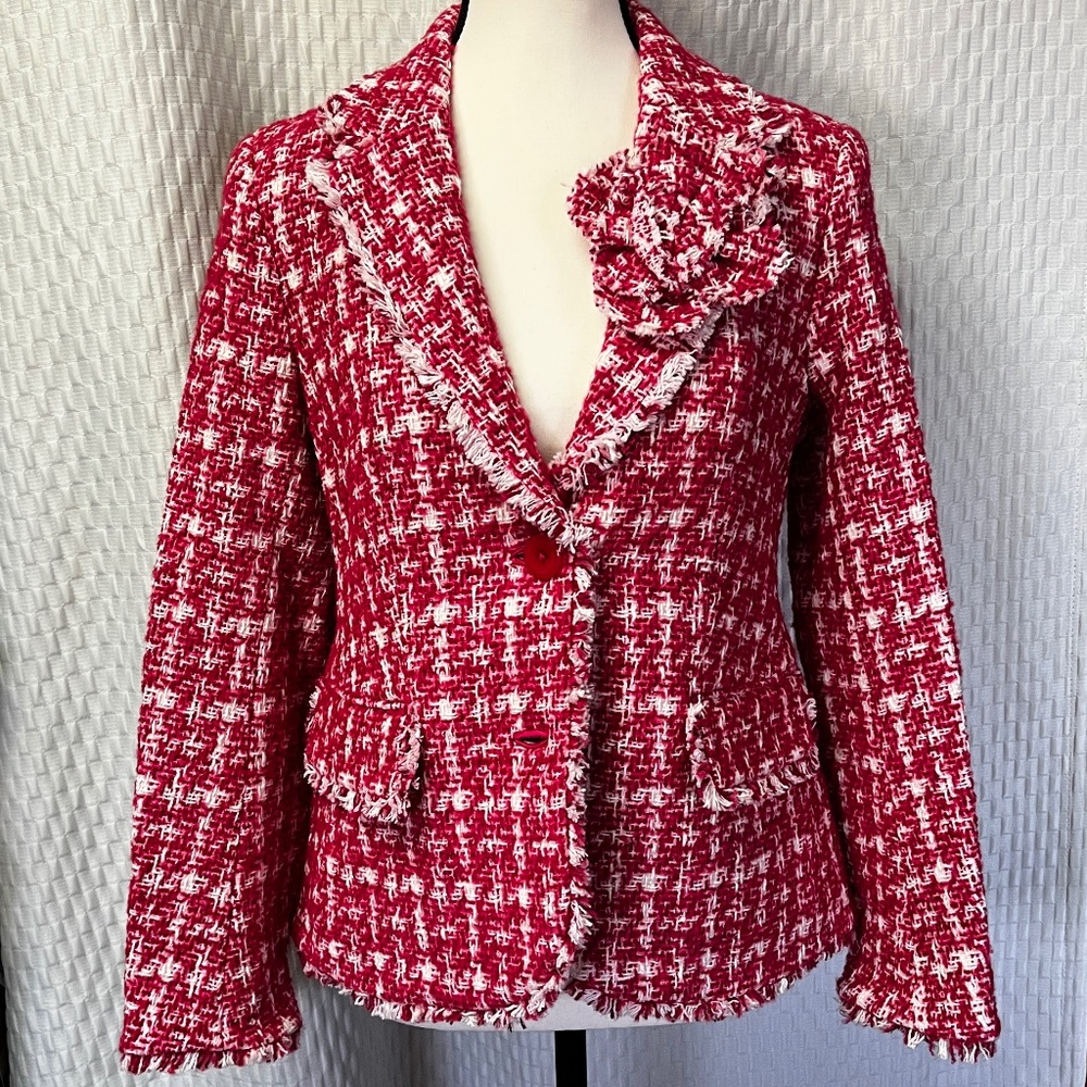 NWT Kate Spade Pink Multi size 6 plaid Tweed Blazer